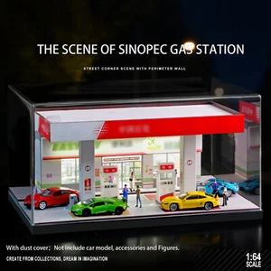 Diorama 1/64 Car Garage Model LED Lighting Gas Stations Parking Lot Scene ModF7 - Picture 1 of 14
