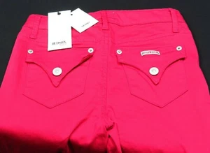 Hudson Girls Skinny Jeans 16 Pants Rose Pink Kids Stretch Flap Pocket Sateen New - Picture 1 of 12