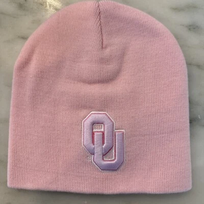 Oklahoma University Sooners Hat Cap Winter Beanie Knit Pink NCAA Womans New - Image 1 of 3