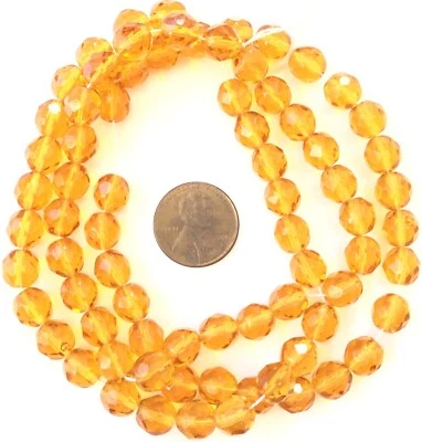 Increíbles cuentas de vidrio pulido al fuego ámbar claro checo de 8 mm - 50 cuentas Foto 1 de 4