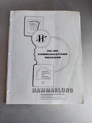 Receptor de comunicaciones Hammarlund HQ-180 manual vintage ~ original ~ radioaficionado Foto 1 de 2