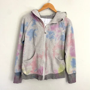 Lululemon Scuba Hoodie Women Size 10 Heather Gray Tie Dye Zip Up Flaw - Picture 1 of 17
