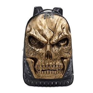 Black Backpacks Skull Style Steampunk Gothic Rivet Personality Large School