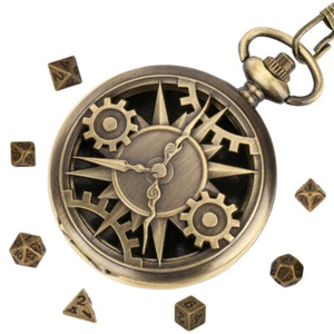 7pcs Bronze Polyhedral Metal Dices Set Perfect for Dungeons and Dragons Gifts - Foto 1 di 12