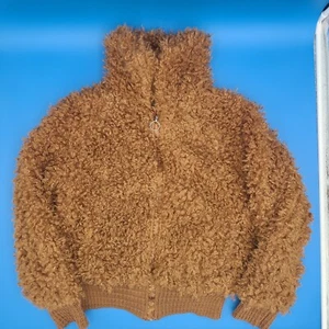 WILD FABLE Fuzzy Sherpa Bomber Jacket Coat  Faux Fur Teddy Brand New! Size S - Picture 1 of 2
