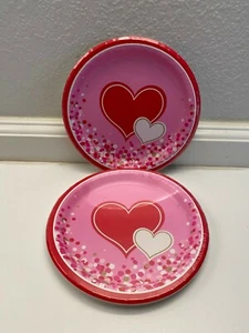 Lot of 2 Happy Heart Valentine's Day Party 7" Paper Dessert Plates 8ct.each - Picture 1 of 2