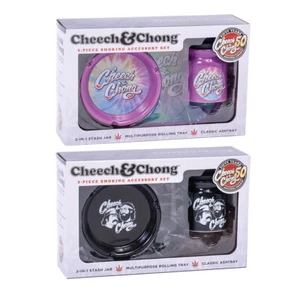 Cheech and Chong Juego de Regalo 3 en 1 Bandeja Enrollable Cenicero Cerámica y Almacenamiento de Alijo - Imagen 1 de 7