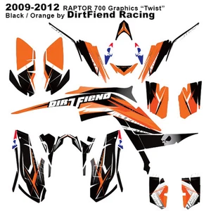 Raptor 700 Graphics 09-12 DFR “Twist” Black/Orange Full Wrap Raptor700 ATV - Picture 1 of 5