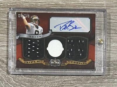DREW BREES 2009 Topps Triple Threads JERSEY RELIC AUTO #/15 SSP - Image 1 of 2