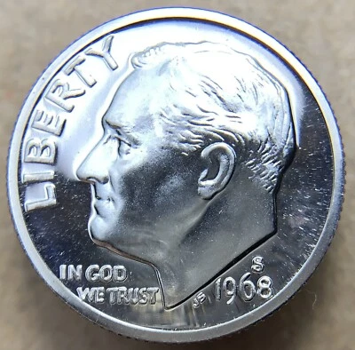 1968 S Roosevelt Dime Doubled Die Obverse DDO-008 FS-102 (B315) - Image 1 of 4