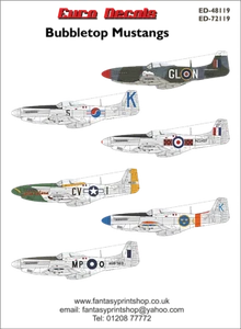 DECALCOMANIE EURO NORTHERN AMERICAN MUSTANGS P-51 ED-48119 stampate da Fantasy Printshop - Foto 1 di 8