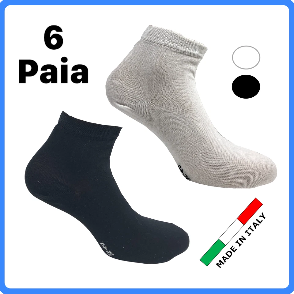 6 Paia Calze sportive sport uomo donna cotone FILO SCOZIA Calzini sportivi corte - Image 1 of 1