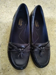 Clarks 5M Womens Ashland Bubble 26067332 Navy Leather Slip On Loafer  - Picture 1 of 8