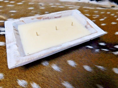 Tazón de masa de madera tallada vela de cera de soja perfumada CREME BRULEE, zanjadora de madera 1 lb Foto 1 de 3