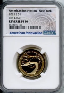 2021-S PF70 Reverse Proof NC, NH, NY, VA Innovation Dollar 4-Coin Set (Registry) - Picture 1 of 5
