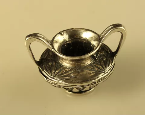 Vtg Sterling Signed 800 Detailed Victorian Flower Vase Pot with Holder Miniature Cover