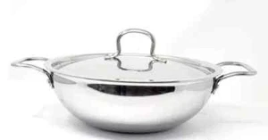 Vinod Platinum Triply Stainless Steel Extra Deep Kadai W Lid - 26cm 4.1Ltrs - Picture 1 of 1