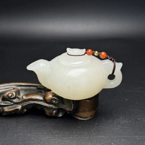 Certified Natural Hetian Jade Handcarved Exquisite Teapot 26918 - Picture 1 of 9