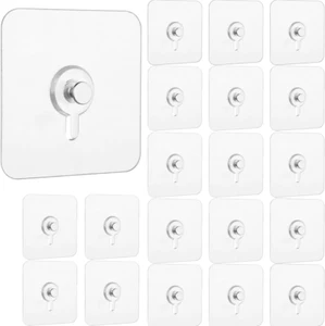 20Pcs Adhesive Wall Mount Screw Hooks, No-Trace Sticker Screw Hanging Nails f... - Picture 1 of 1