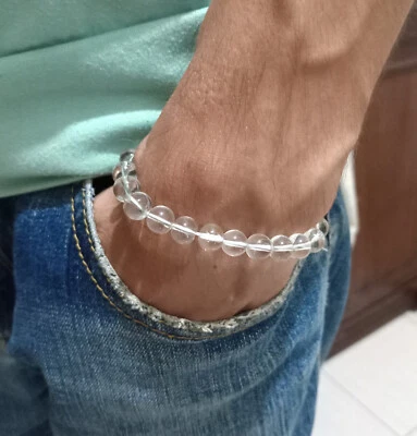 Handmade Jewelry Bracelet Agate Glass Stone Bracelet Elastic For Unisex Gift - Image 1 of 4