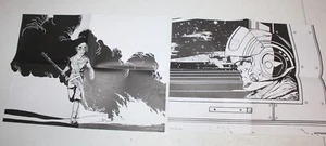 Lucasfilm Star Wars Poster Art x2 Rey Luke X-wing Bianco e Nero - Foto 1 di 3