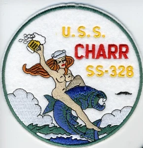 USS Charr SS 328 - Nackte Dame Reitfisch - U-Boot Aufnäher - Katze Nr. C6153 - Bild 1 von 1