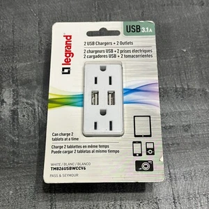 Neu Legrand 2 USB 3.1A Ladesteckdose, TM826USBWCCV6 15 AMP 125 Volt weiß - Bild 1 von 2