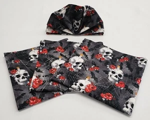 Skulls Webs & Roses Cloth Napkins - Picture 1 of 1
