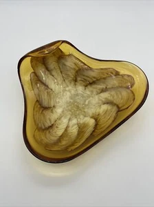 Kunstglas Schale Schale MCM Retro Bernstein Goldflecken Vintage Muschelform Bowl - Bild 1 von 20