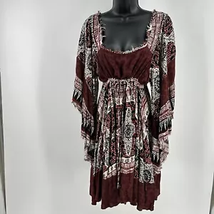 Free People Heart Of Gold Scarlet Dress Size S Flutter Sleeve Boho Oversized - Picture 1 of 9