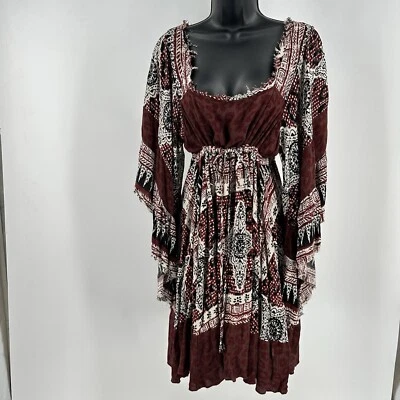 Vestido Free People Corazón de Oro Escarlata Talla S Manga Acampanada Boho De Gran Tamaño Foto 1 de 4