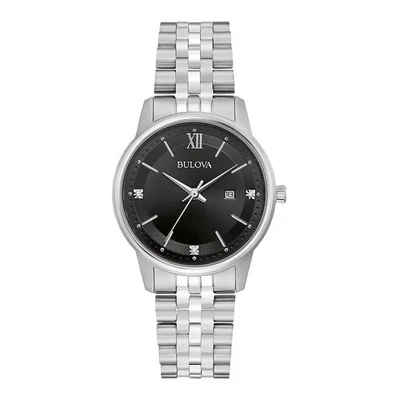 Bulova Women's Diamond Accent Date Indicator Quartz Silver Watch 32MM 96P226 - Image 1 of 2