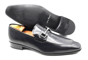 Men's Salvatore Ferragamo ' Giant ' Gancini Bit Black Leather Loafer US 10 - D - Picture 1 of 9