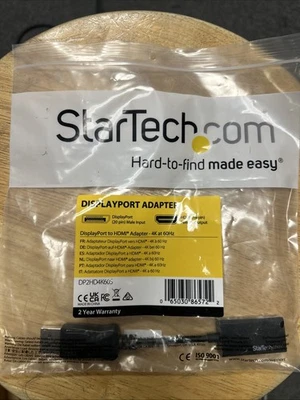 StarTech DP2HD4K60S 4k at 60Hz Male to Female DisplayPort Adapter New - Image 1 of 2