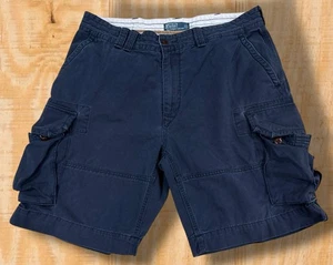 Vintage Polo Ralph Lauren Mens 38 Navy Blue Military Cotton Cargo Shorts - Picture 1 of 13
