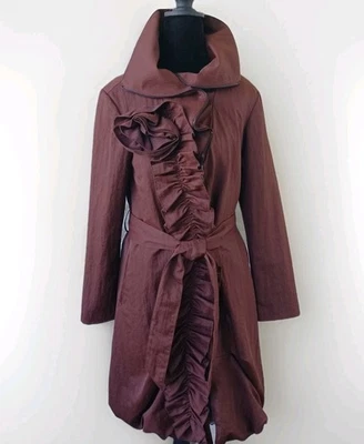 Gabardina Samuel Dong Marrón Algodón Mezcla Nailon Con Detalle Rosa Talla Pequeña Foto 1 de 4