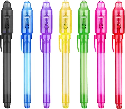 Invisible Ink Pen,7Pcs Spy Pen,Invisible Disappearing Ink Pen with Uv Light Fun - Image 1 of 4