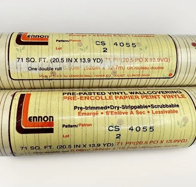 2 Rolls 70s Lennon Vinyl Wallpaper New Old Stock Tiny Flower Power Retro Hippie - Image 1 of 4