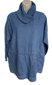 CMC Vintage Mujer Azul Top Capucha Cuello Grande Con Bolsillos Grandes Talla M - Imagen 1 de 8