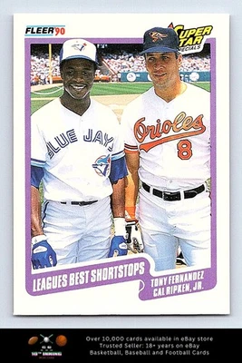 1990 Fleer #634 Leagues Best Shortstops Tony Fernandez / Cal Ripken, Jr. - Image 1 of 2