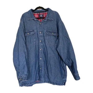 Camisa de mezclilla forrada de franela de colección chaqueta para hombre XXL azul ropa de trabajo occidental abotonada - Imagen 1 de 9