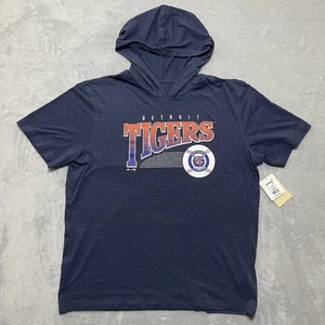 Retro Detroit Tigers Logo Hooded Short Sleeve Shirt Men's Size XL Cooperstown - Picture 1 of 7