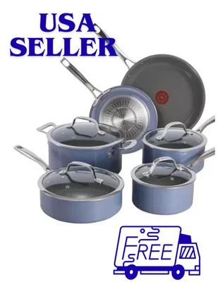 Juego de 10 piezas antiadherentes de cerámica T-fal Foto 1 de 4