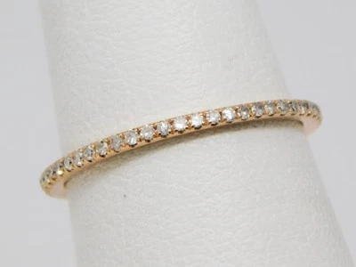 Delicate 14kt Rose Gold Micro Pavè Diamond Eternity Wedding Band Ring Sz 5 B6872 - Image 1 of 4