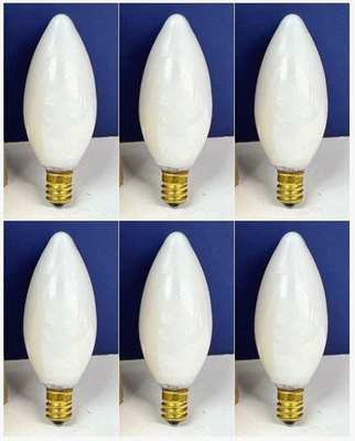 6-PK 60W TORPEDO WHITE Chandelier E12 Candelabra Decor Light Bulb NEW LJ-60-KW - Image 1 of 4