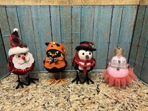 RARE Holiday Lot 4 Featherly Friends Walmart Walgreens Fabric Birds Not Target - Picture 1 of 7