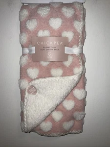 KICHERERBSE ROSE ROSA WEISS HERZEN BABY WEICH SHERPA DECKE 30"x40" Neu mit Etikett - Bild 1 von 10
