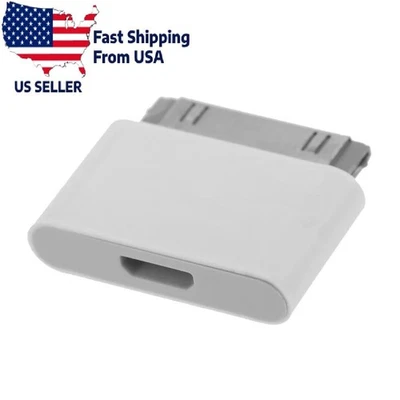 30 Pin Adapter Micro USB Charger Converter iPhone 4 4S iPad 2 3 iPod Dock - Image 1 of 4