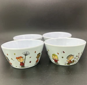 Peanuts Snoopy Menge 4 Melamin 4x2" Snack Soßen Tassen Schüsseln Herbst Blätter BN19 - Bild 1 von 9
