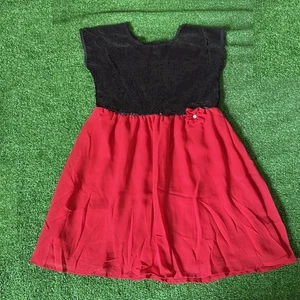 Vestido George Lentejuelas Corpiño Gasa Falda Hombro Caído Formal Negro y Rojo Talla L - Imagen 1 de 16